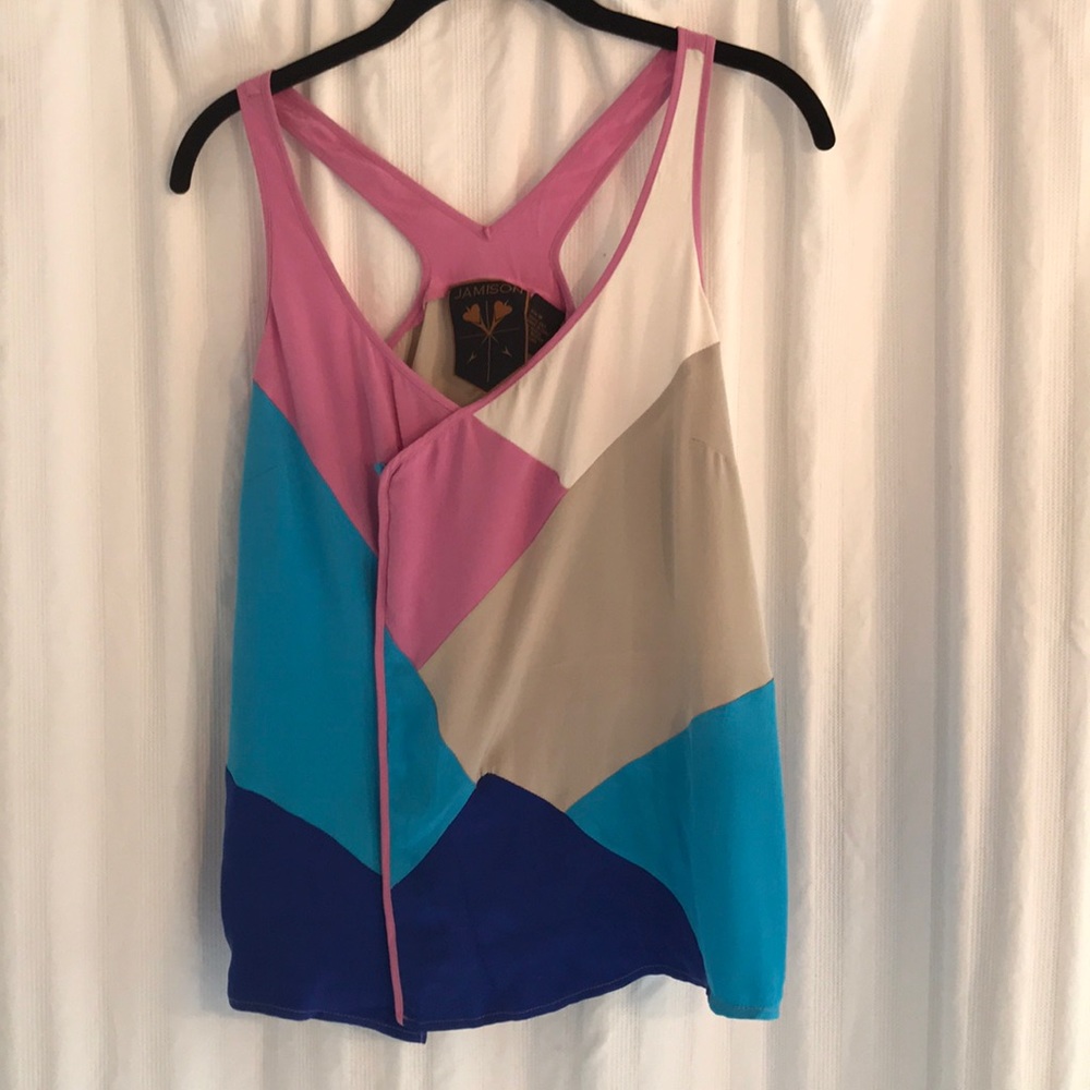 Silk color block tank size M